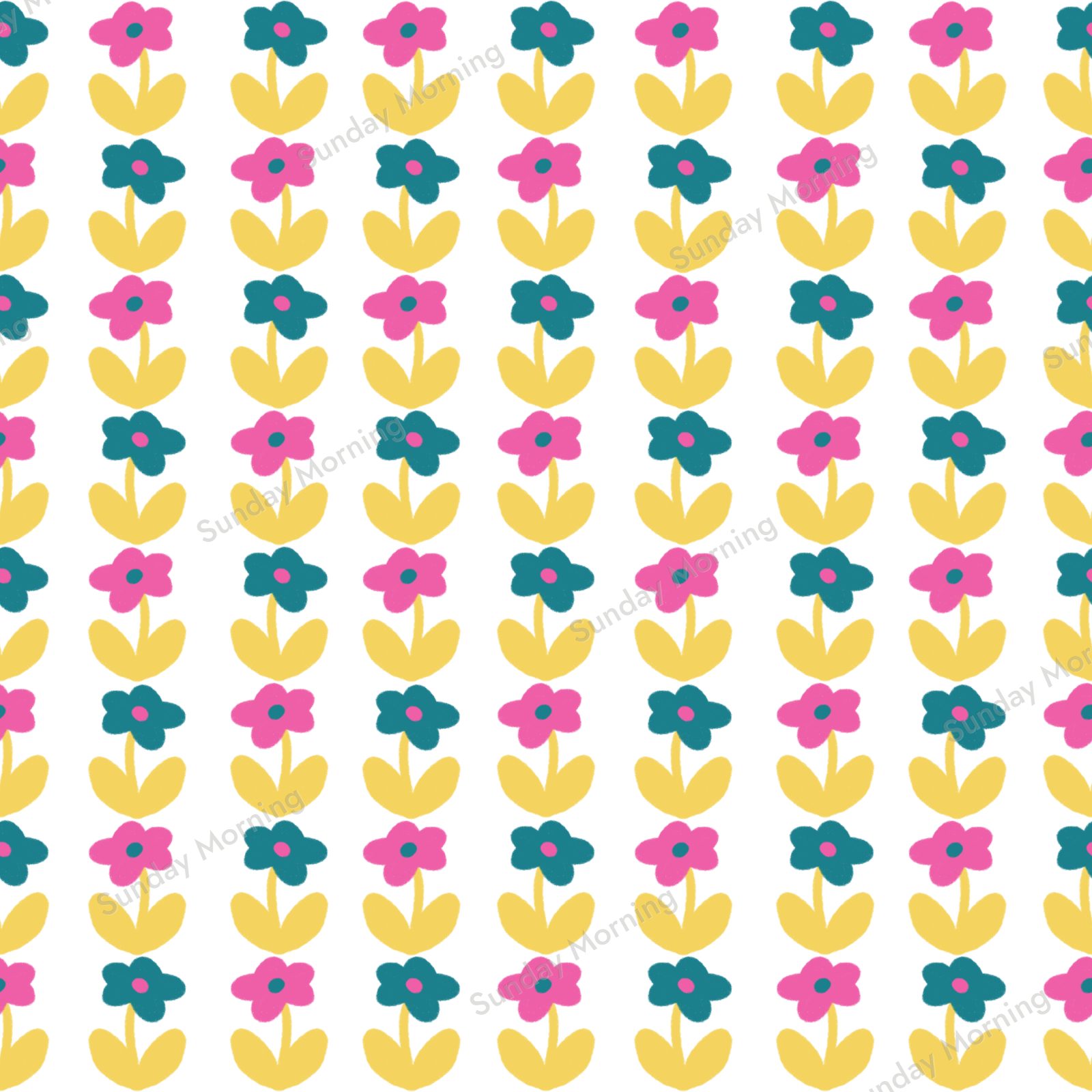 The Flower Queue seamless pattern by Ines Santos
